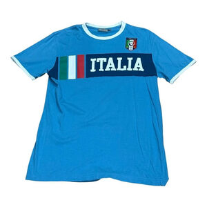 Italy National Soccer Shirt Mens Medium Blue Italia FIGC Football Tee Euro Fan